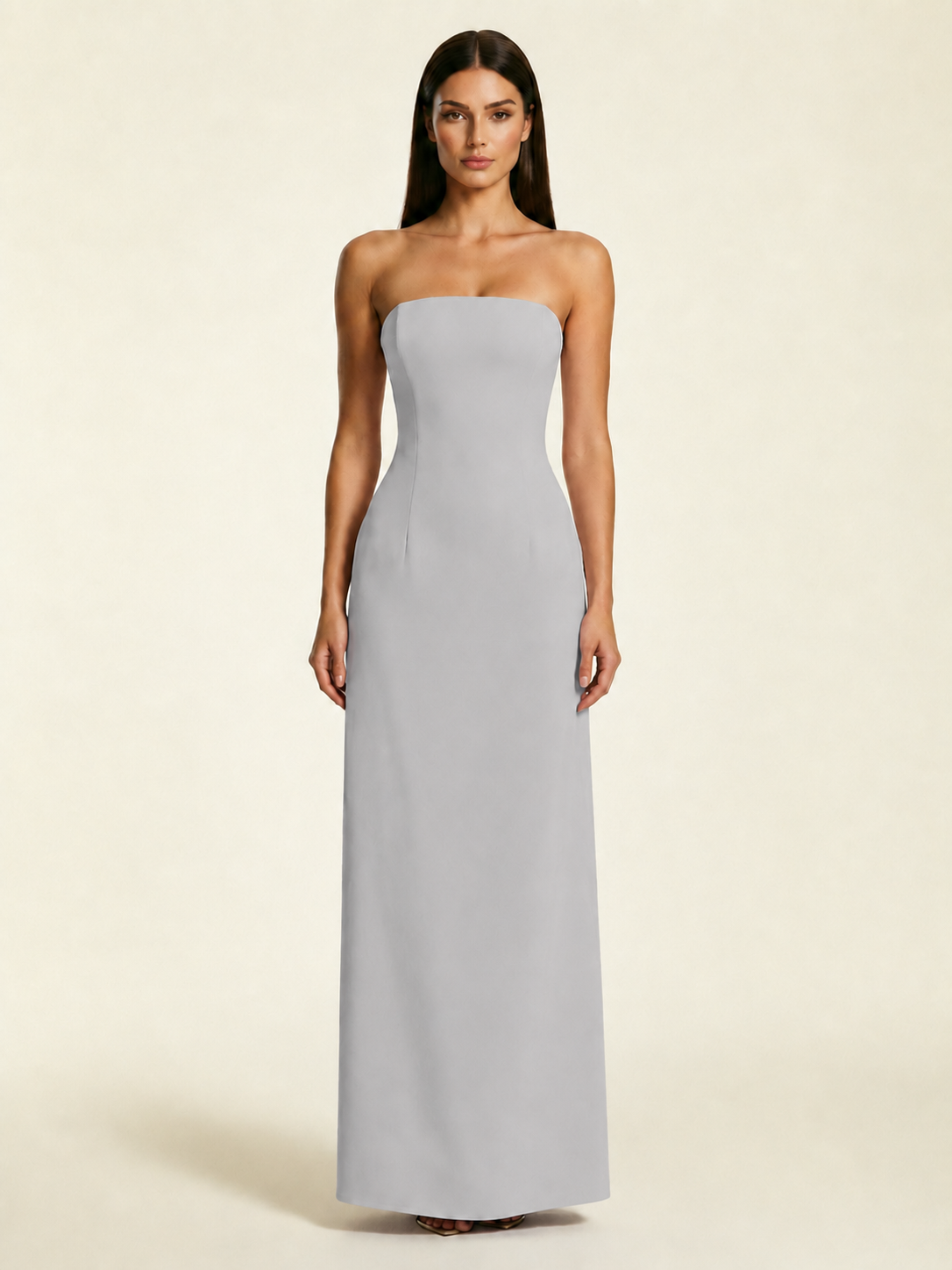Strapless Lace-Up Back Floor-Length Formal Dress