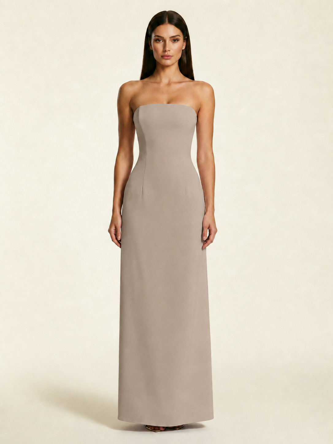 Strapless Lace-Up Back Floor-Length Formal Dress