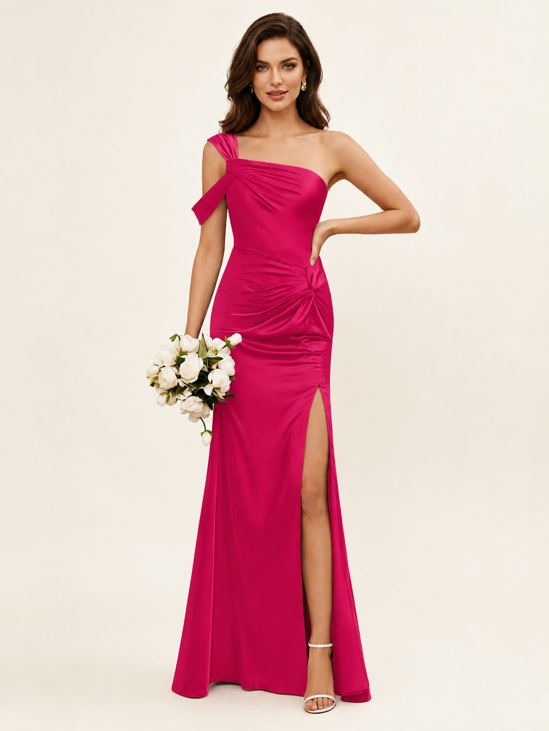 Satin One Shoulder Mermaid Bridesmaid Dress