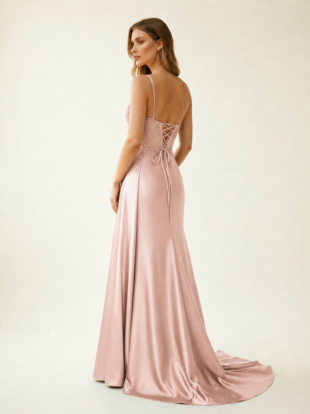 Fine shoulder-boned sequined halter dress