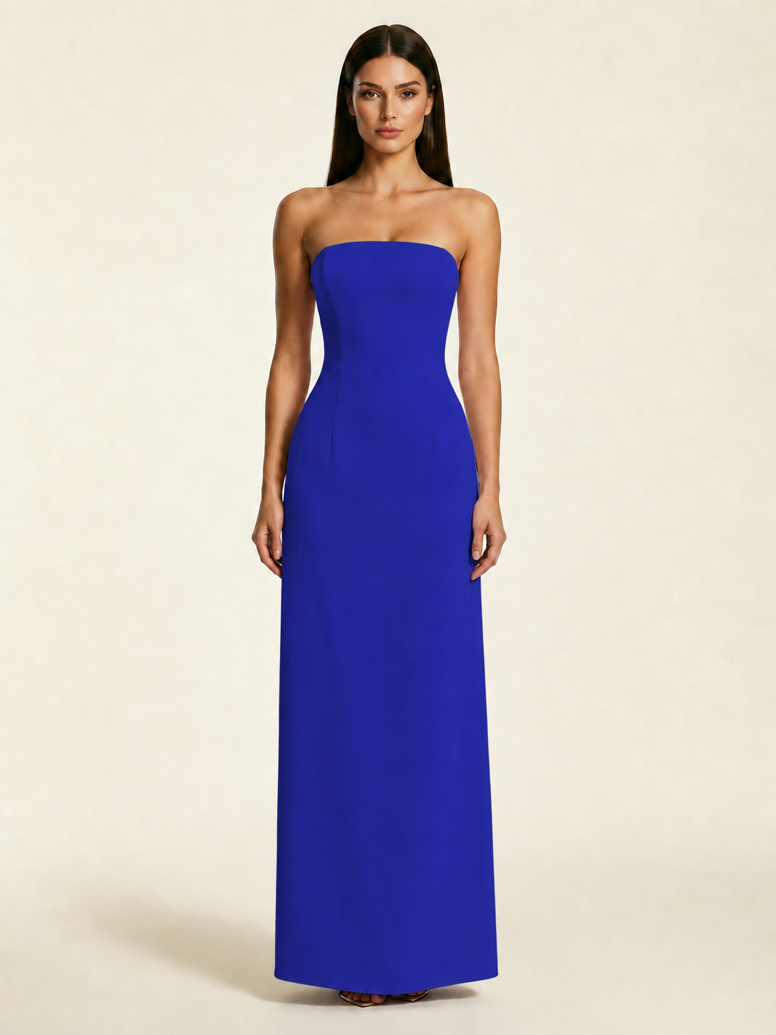 Strapless Lace-Up Back Floor-Length Formal Dress