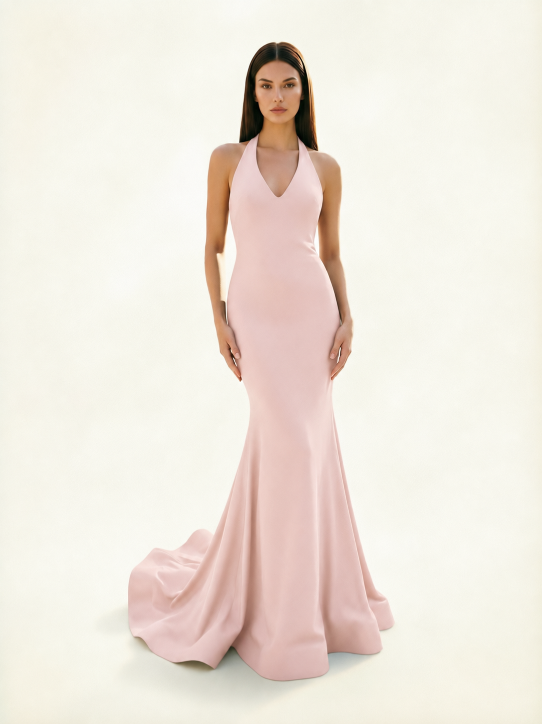 Halter Backless Mermaid Evening Gown