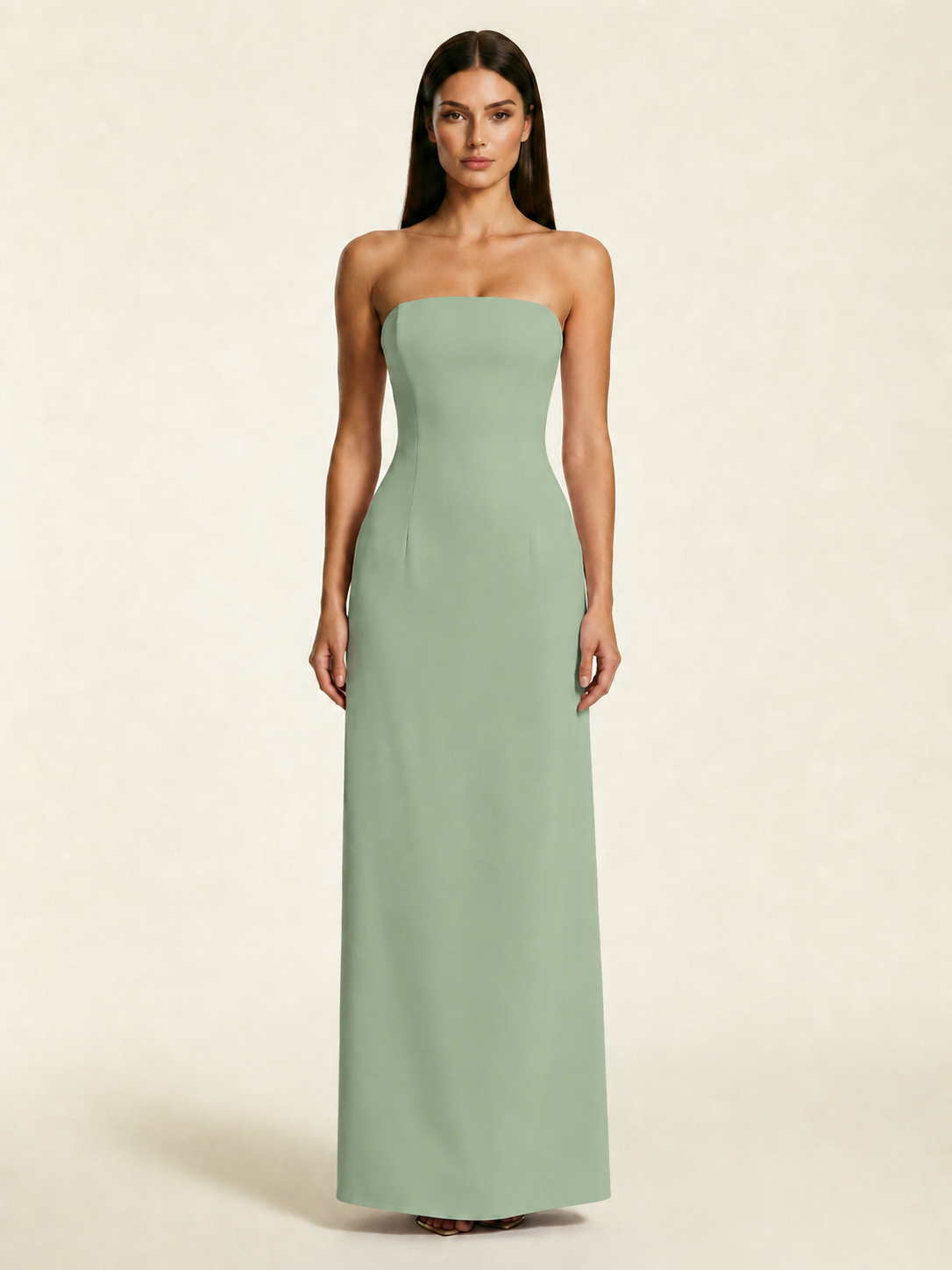Strapless Lace-Up Back Floor-Length Formal Dress