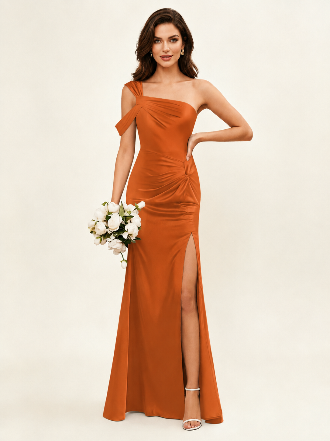 Satin One Shoulder Mermaid Bridesmaid Dress