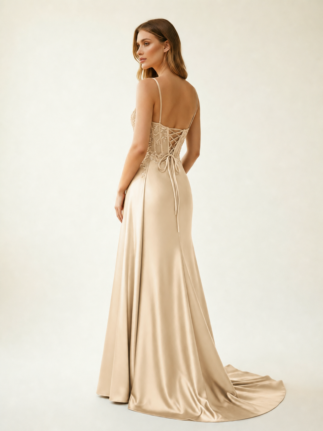 Fine shoulder-boned sequined halter dress