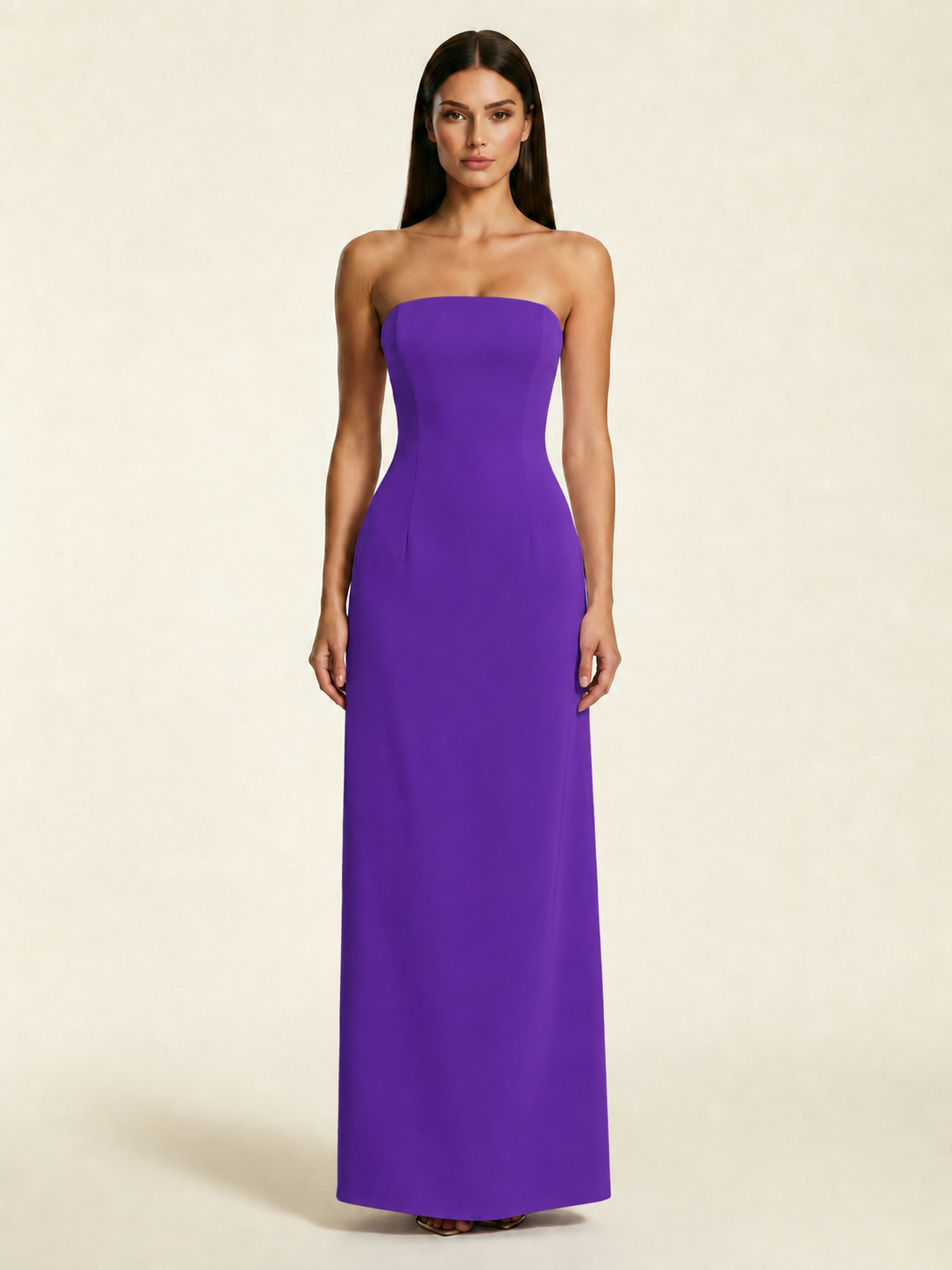 Strapless Lace-Up Back Floor-Length Formal Dress
