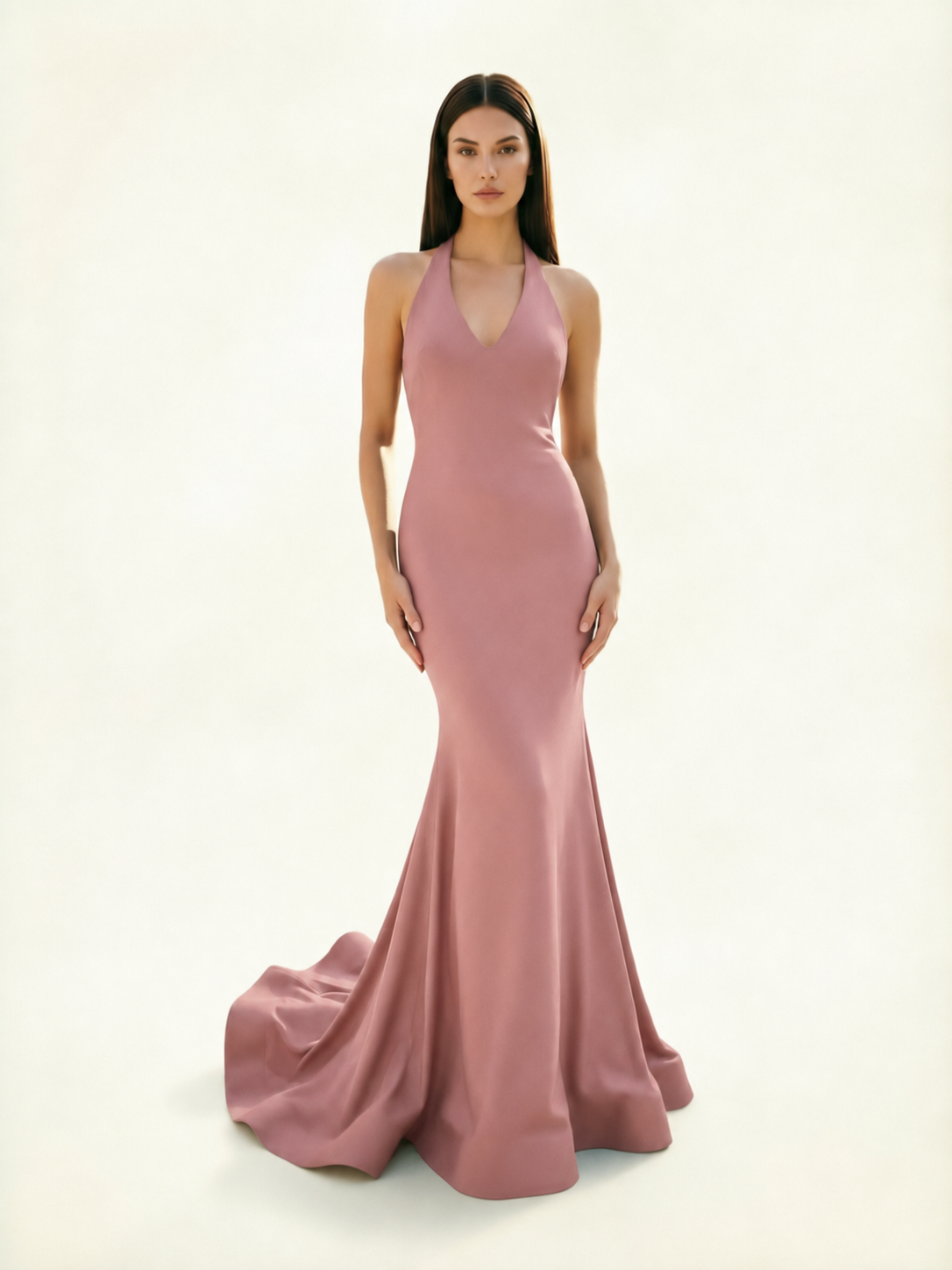 Halter Backless Mermaid Evening Gown