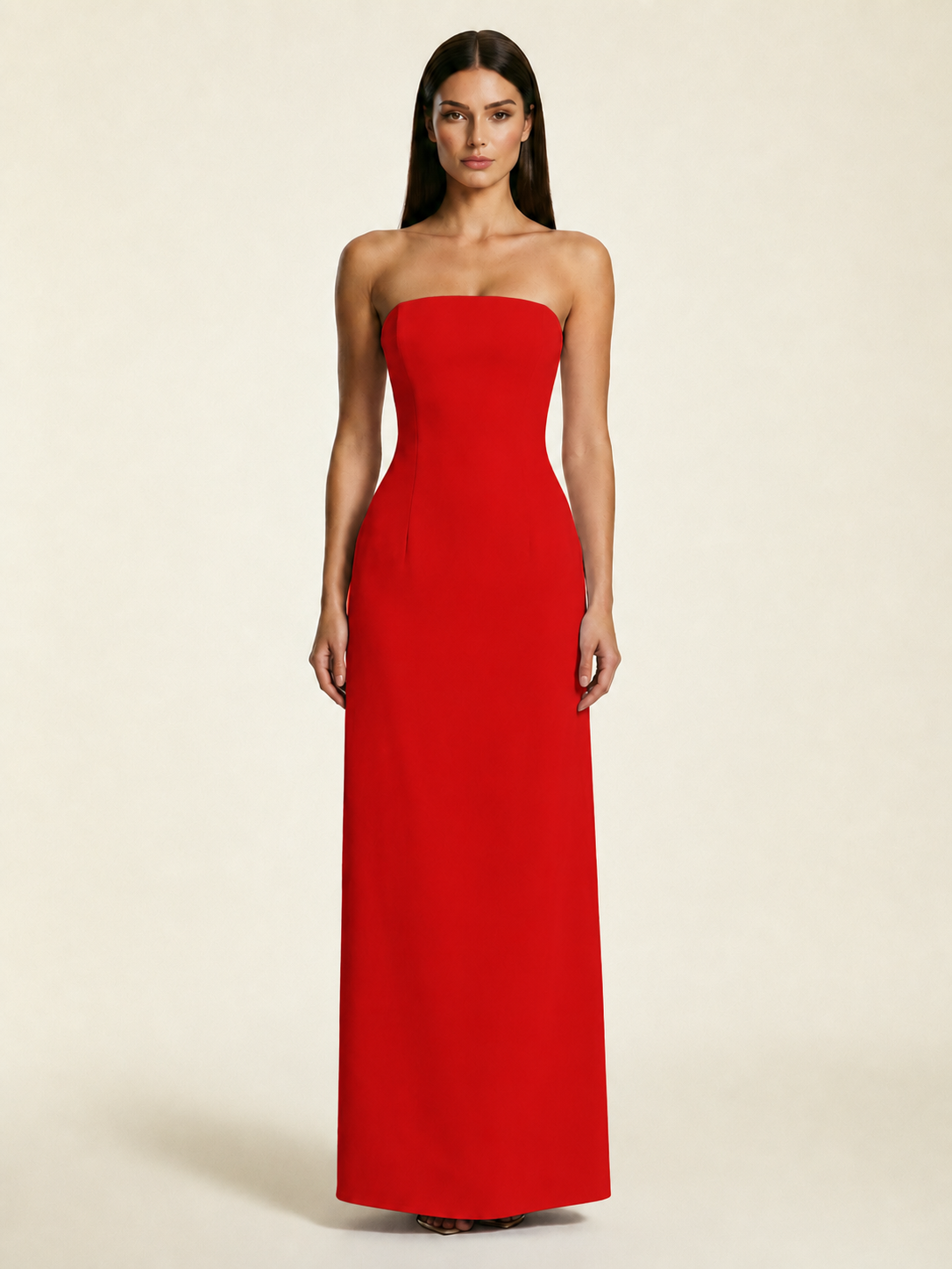 Strapless Lace-Up Back Floor-Length Formal Dress