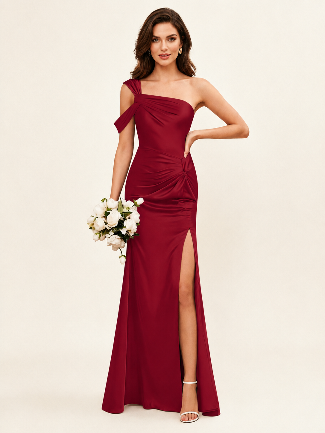 Satin One Shoulder Mermaid Bridesmaid Dress