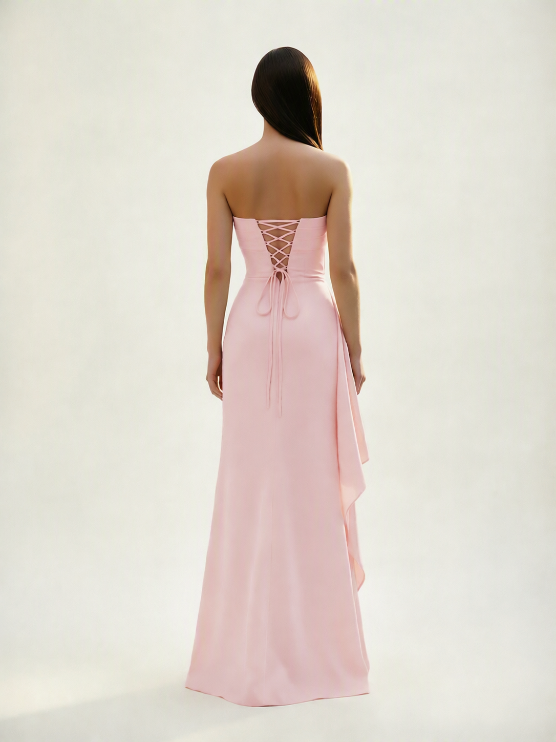 Strapless Mermaid Formal Gown with Side Slit & Draped Detail