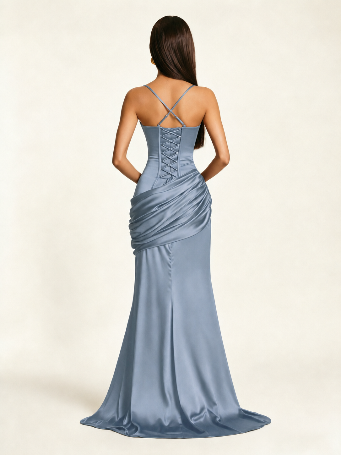 Corset Lace-up Back Draped Mermaid Formal Dress