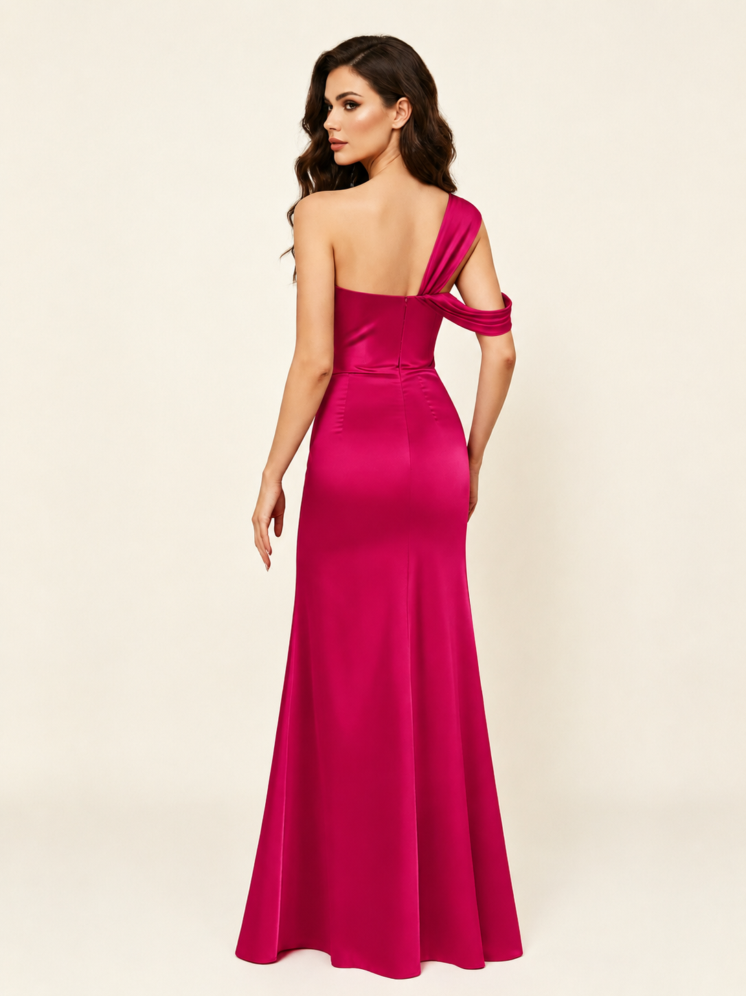 Satin One Shoulder Mermaid Bridesmaid Dress