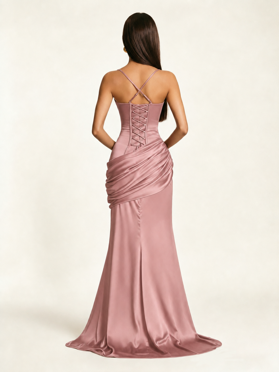 Corset Lace-up Back Draped Mermaid Formal Dress