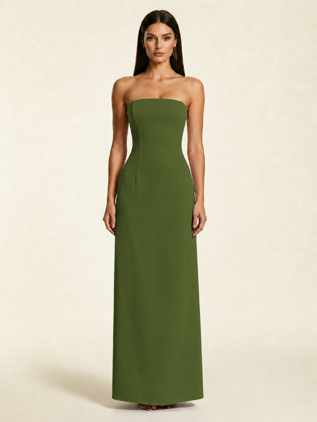 Strapless Lace-Up Back Floor-Length Formal Dress