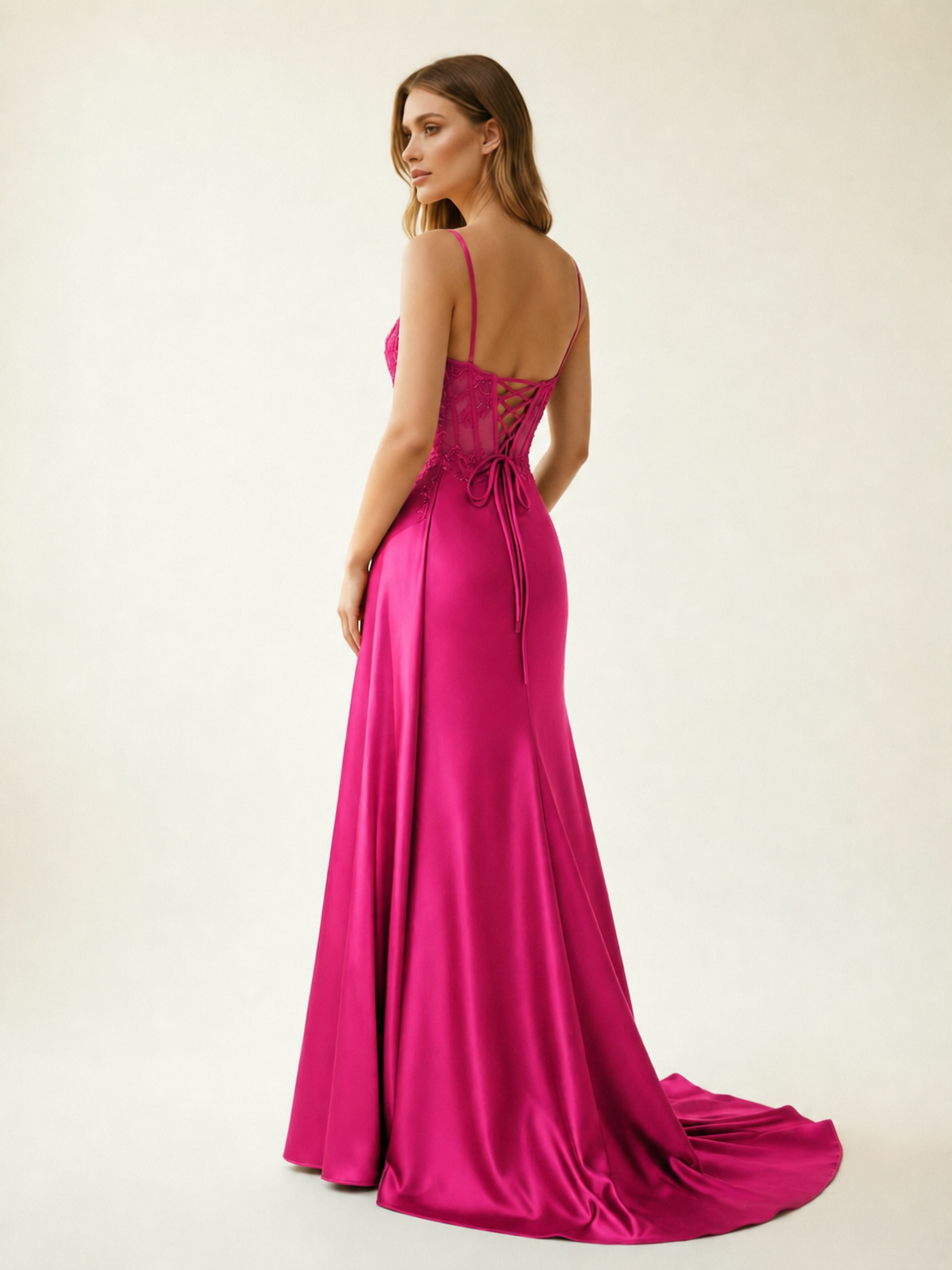 Fine shoulder-boned sequined halter dress