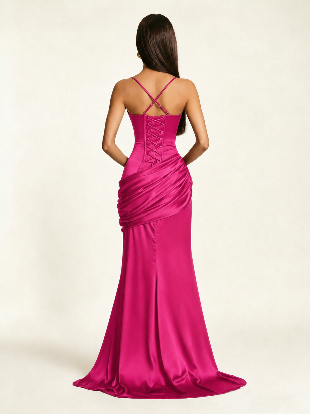 Corset Lace-up Back Draped Mermaid Formal Dress