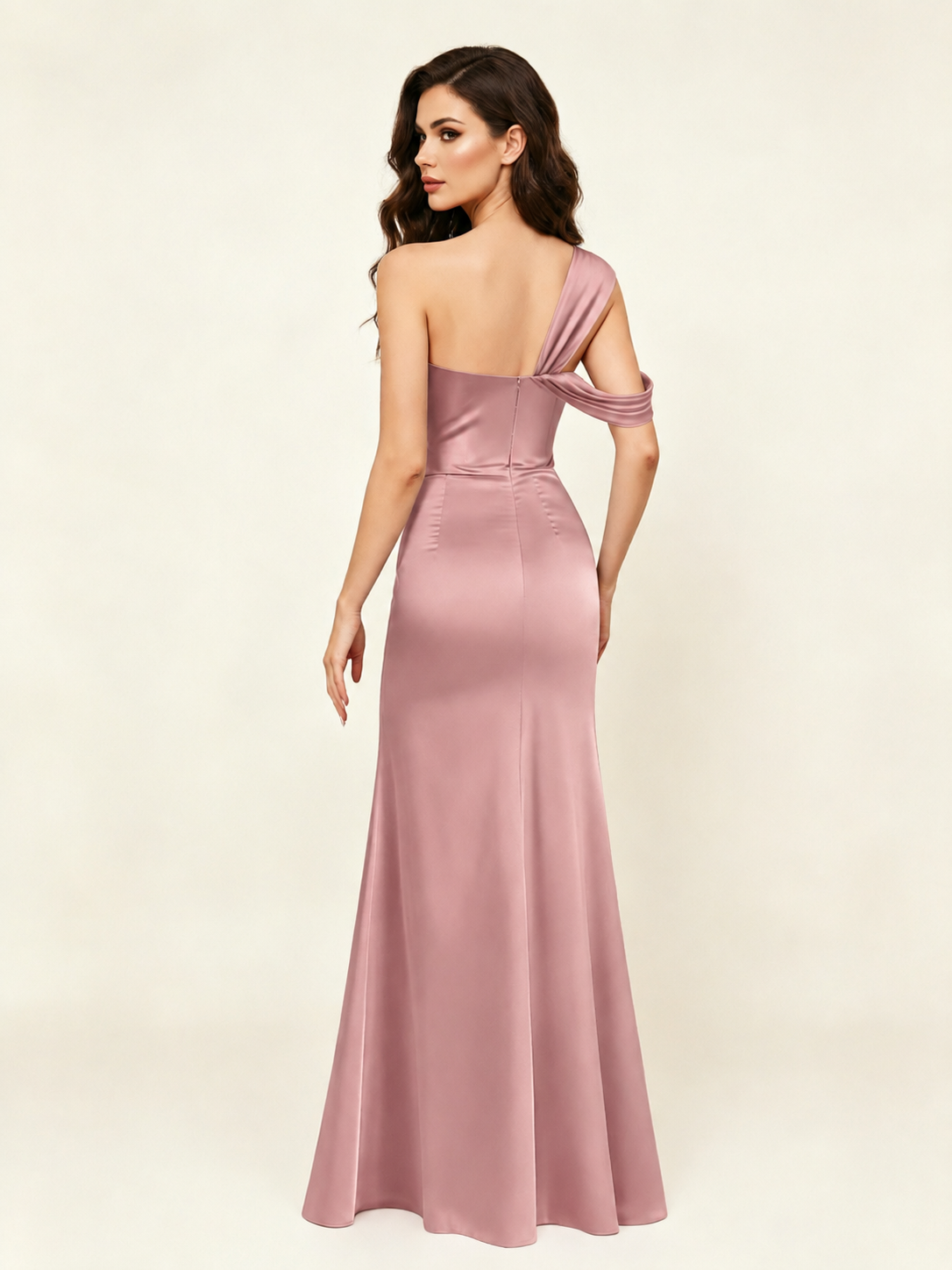 Satin One Shoulder Mermaid Bridesmaid Dress