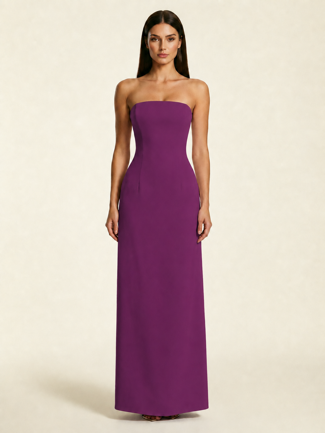 Strapless Lace-Up Back Floor-Length Formal Dress
