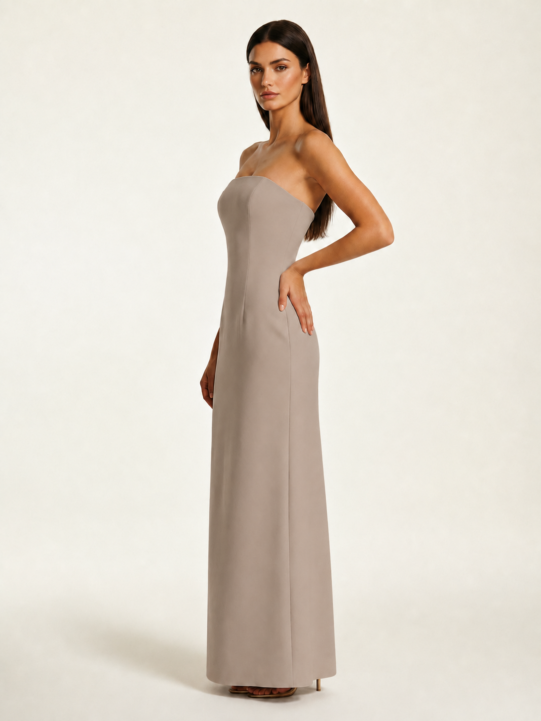 Strapless Lace-Up Back Floor-Length Formal Dress