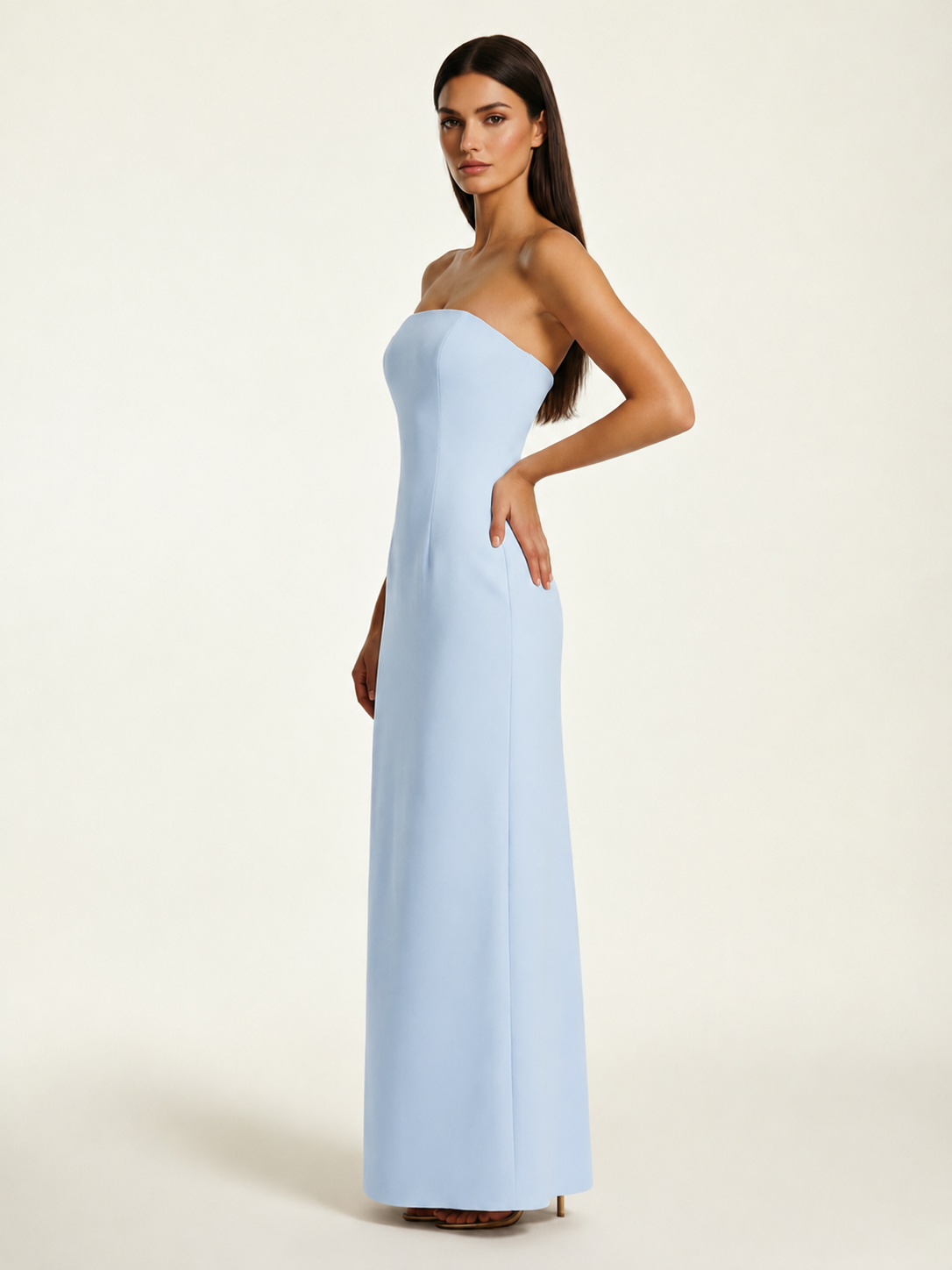 Strapless Lace-Up Back Floor-Length Formal Dress