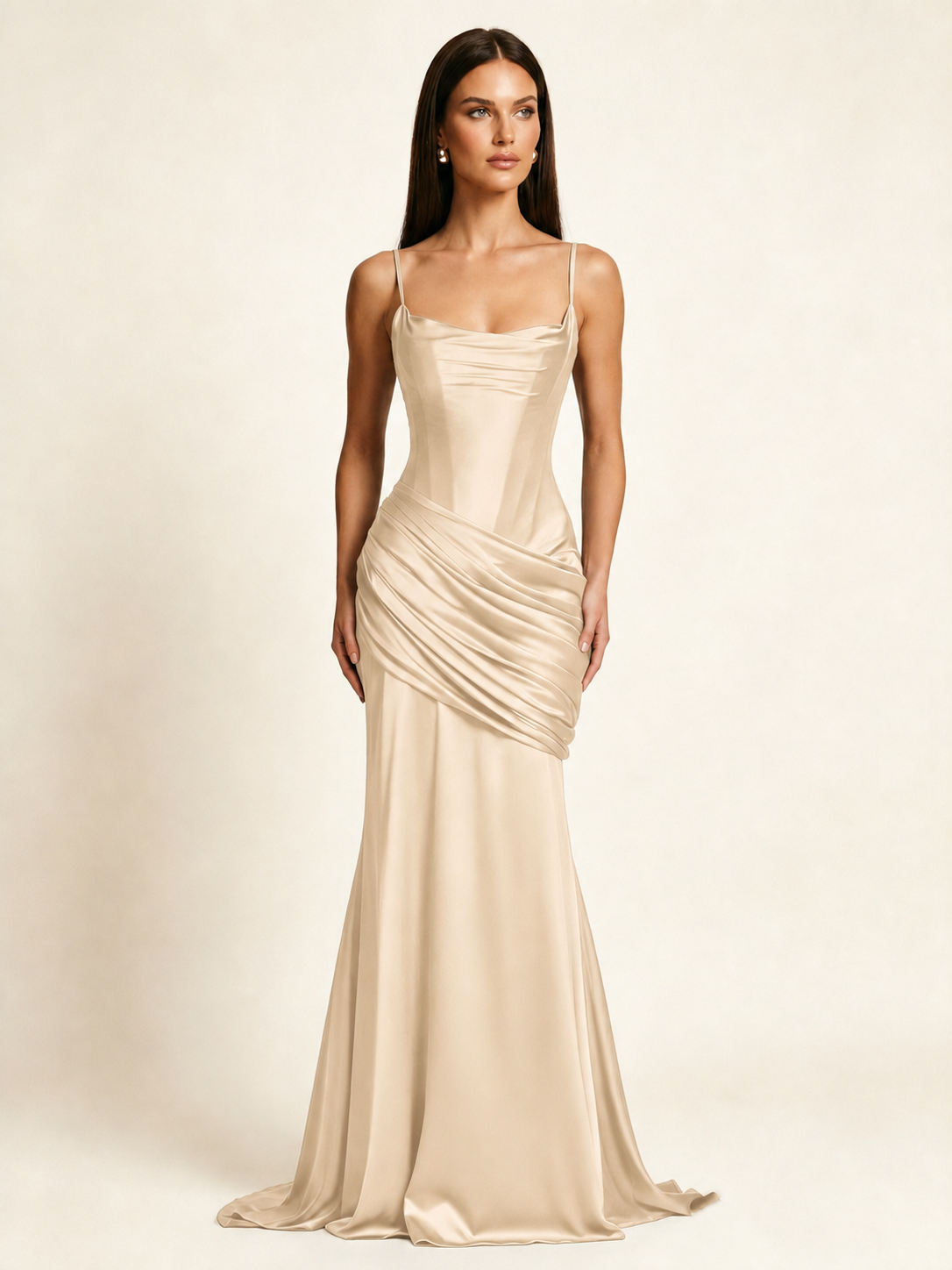 Corset Lace-up Back Draped Mermaid Formal Dress