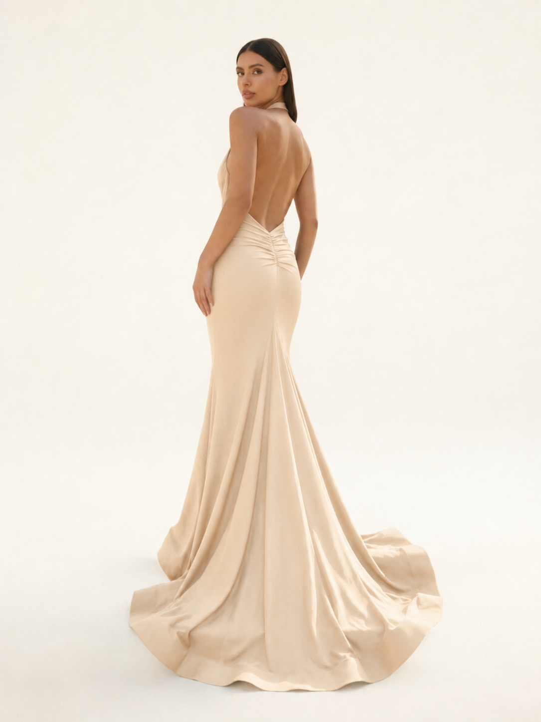 Halter Backless Mermaid Evening Gown