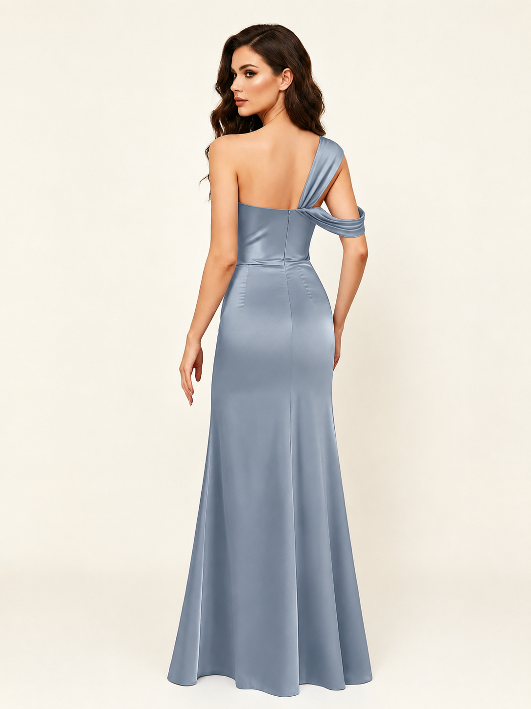 Satin One Shoulder Mermaid Bridesmaid Dress