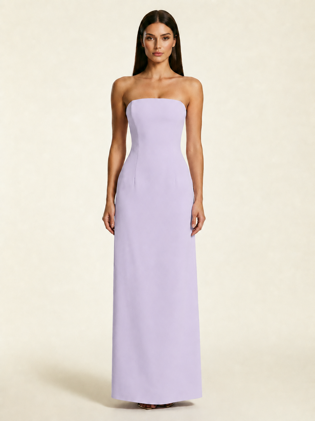 Strapless Lace-Up Back Floor-Length Formal Dress