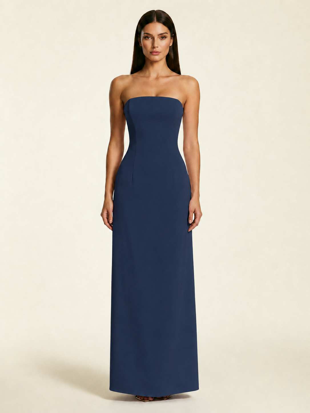 Strapless Lace-Up Back Floor-Length Formal Dress