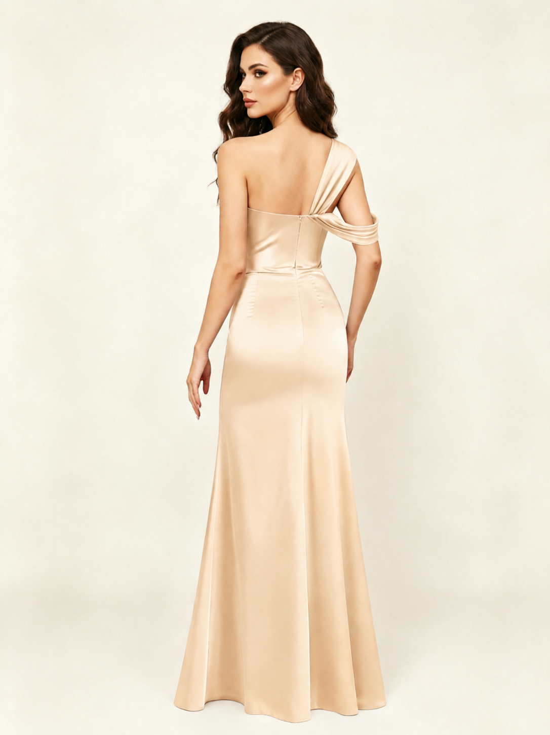 Satin One Shoulder Mermaid Bridesmaid Dress