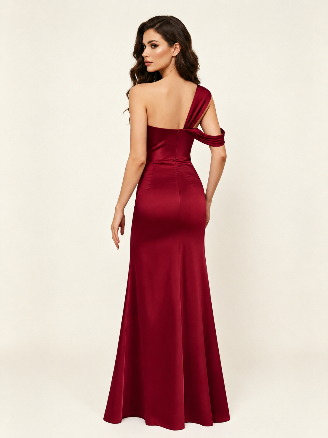 Satin One Shoulder Mermaid Bridesmaid Dress