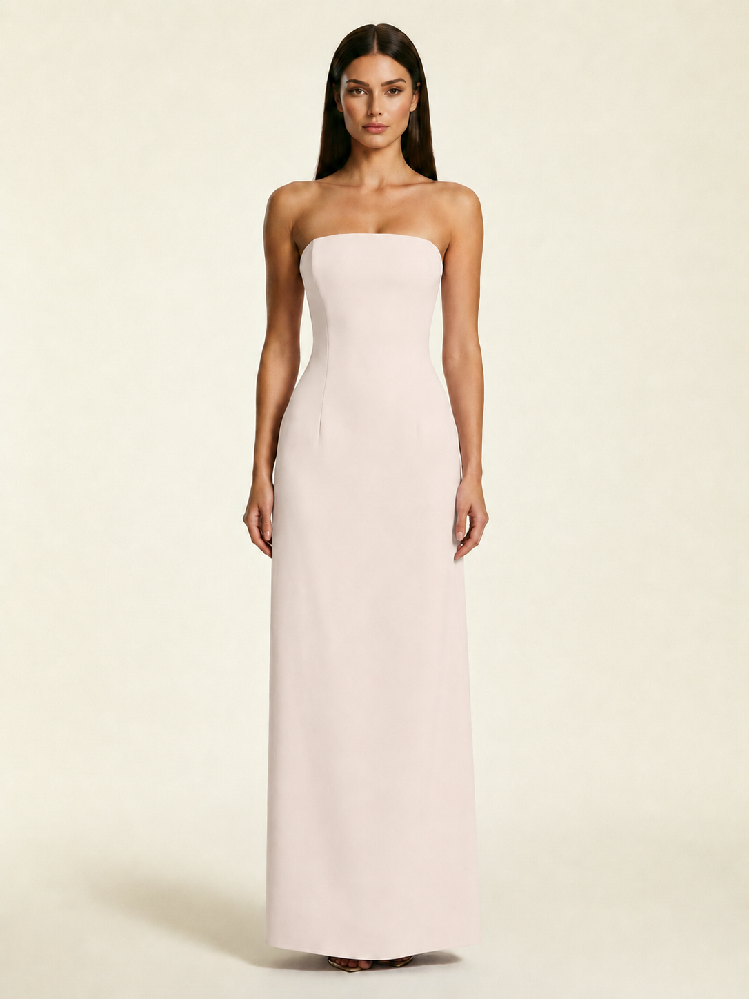 Strapless Lace-Up Back Floor-Length Formal Dress