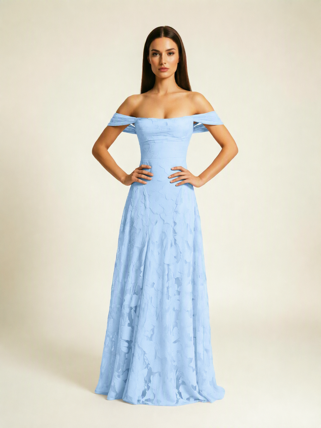 Off-the-Shoulder Floral Lace A-Line