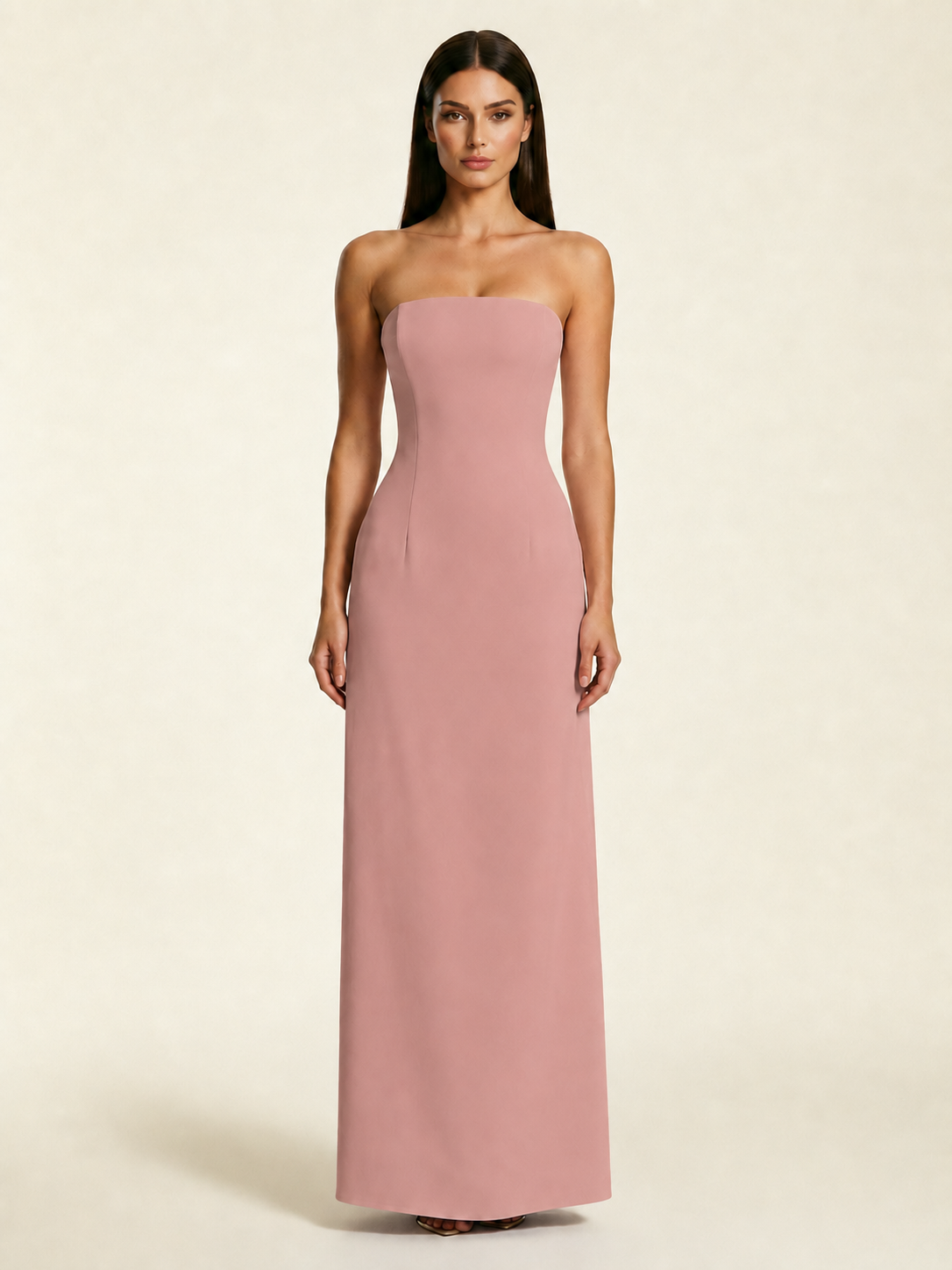 Strapless Lace-Up Back Floor-Length Formal Dress