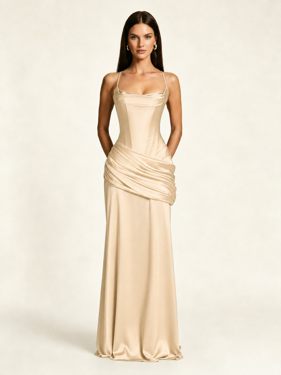 Corset Lace-up Back Draped Mermaid Formal Dress