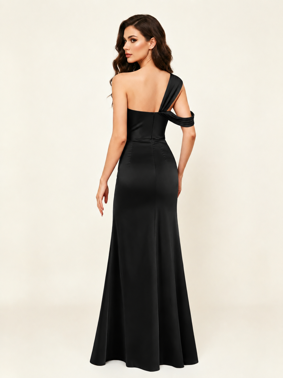 Satin One Shoulder Mermaid Bridesmaid Dress
