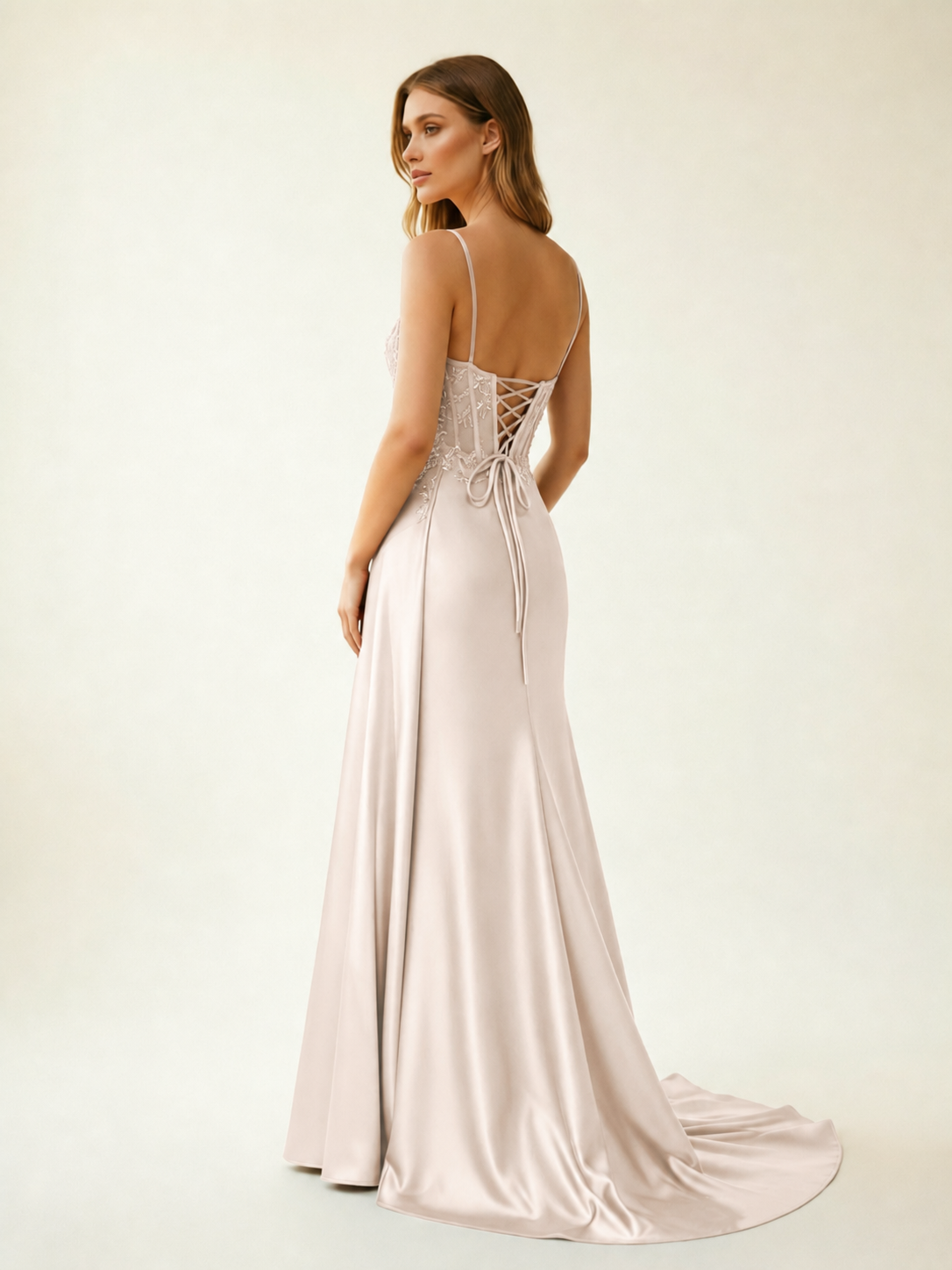 Fine shoulder-boned sequined halter dress