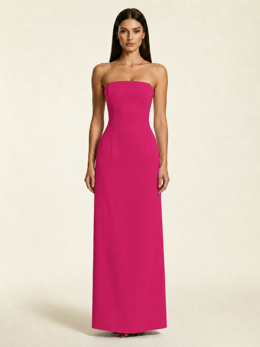 Strapless Lace-Up Back Floor-Length Formal Dress