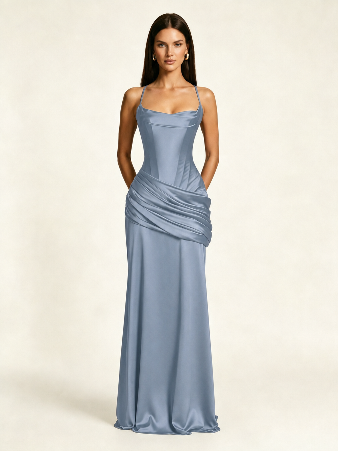 Corset Lace-up Back Draped Mermaid Formal Dress