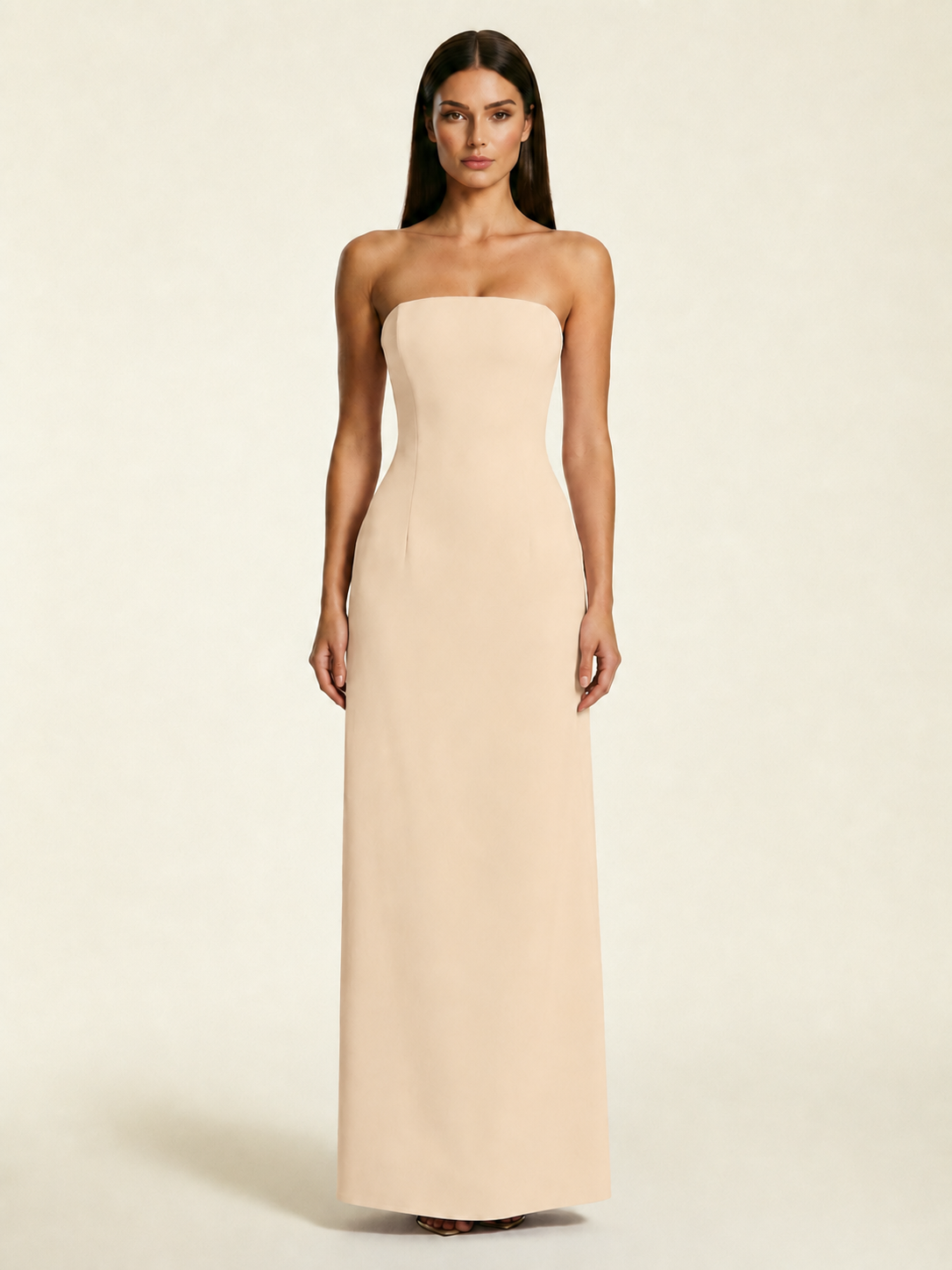 Strapless Lace-Up Back Floor-Length Formal Dress