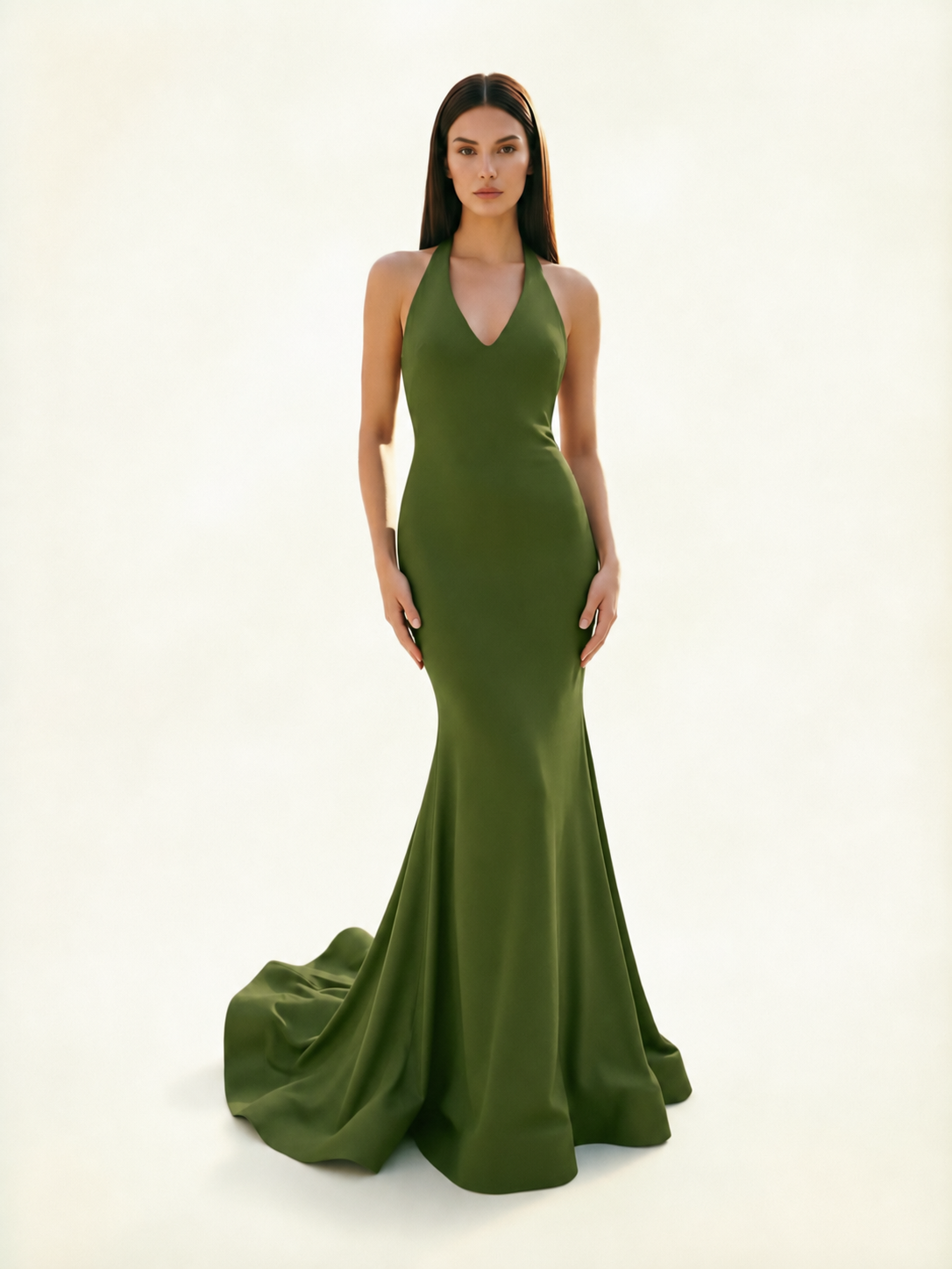 Halter Backless Mermaid Evening Gown