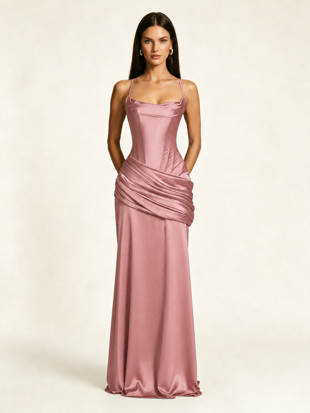 Corset Lace-up Back Draped Mermaid Formal Dress