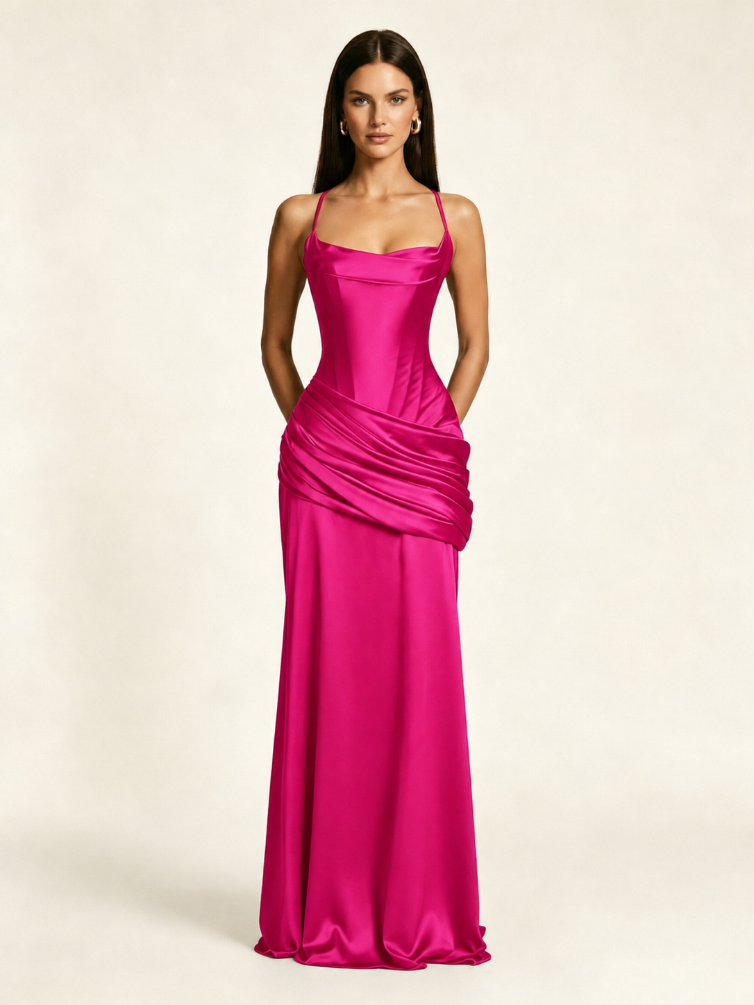 Corset Lace-up Back Draped Mermaid Formal Dress