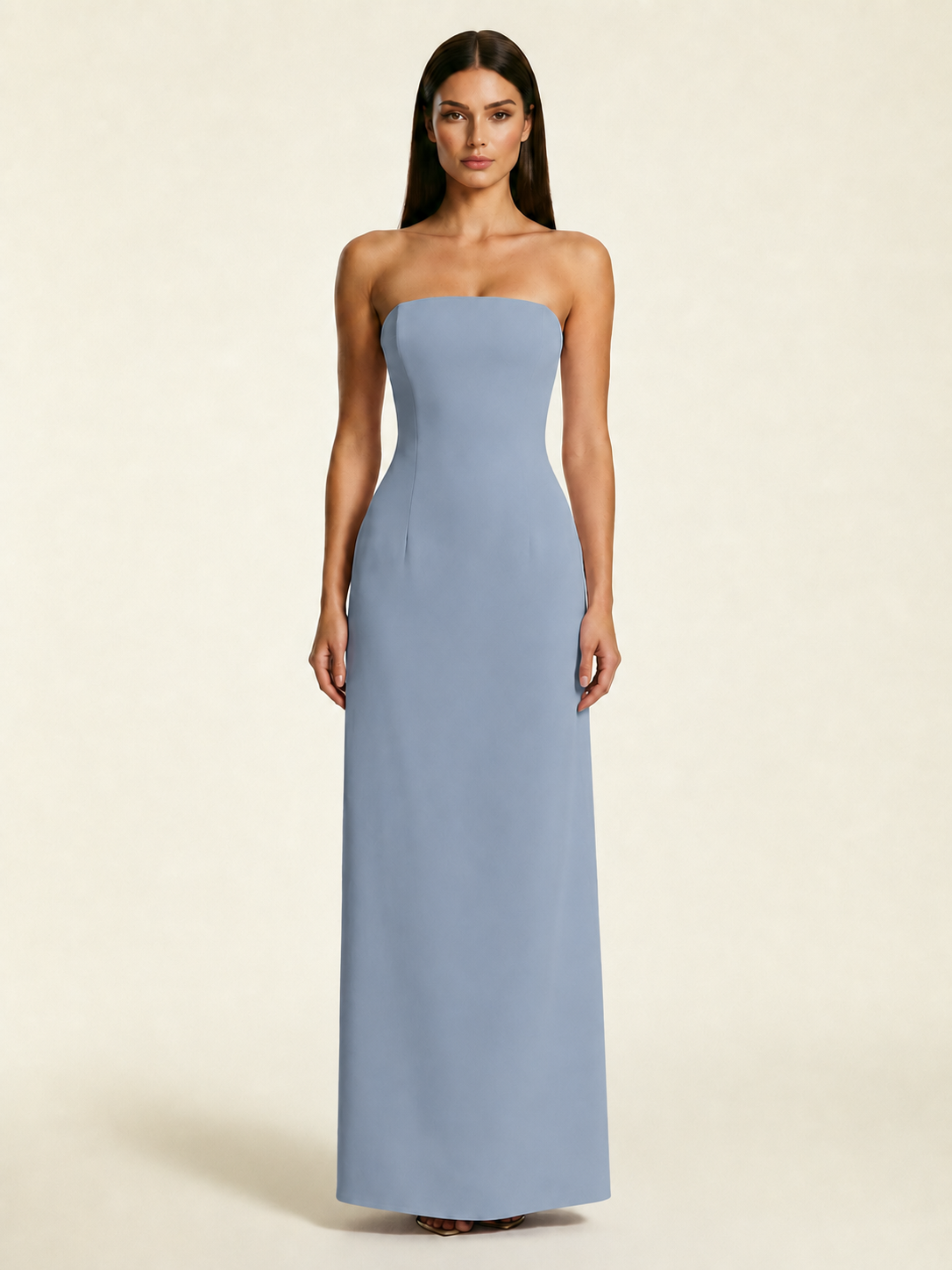 Strapless Lace-Up Back Floor-Length Formal Dress