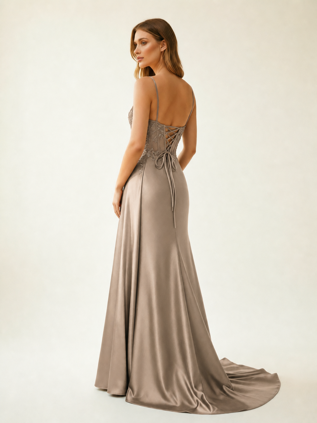 Fine shoulder-boned sequined halter dress