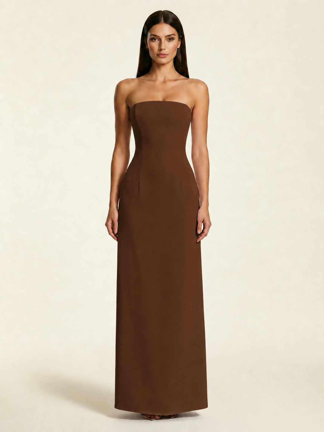 Strapless Lace-Up Back Floor-Length Formal Dress