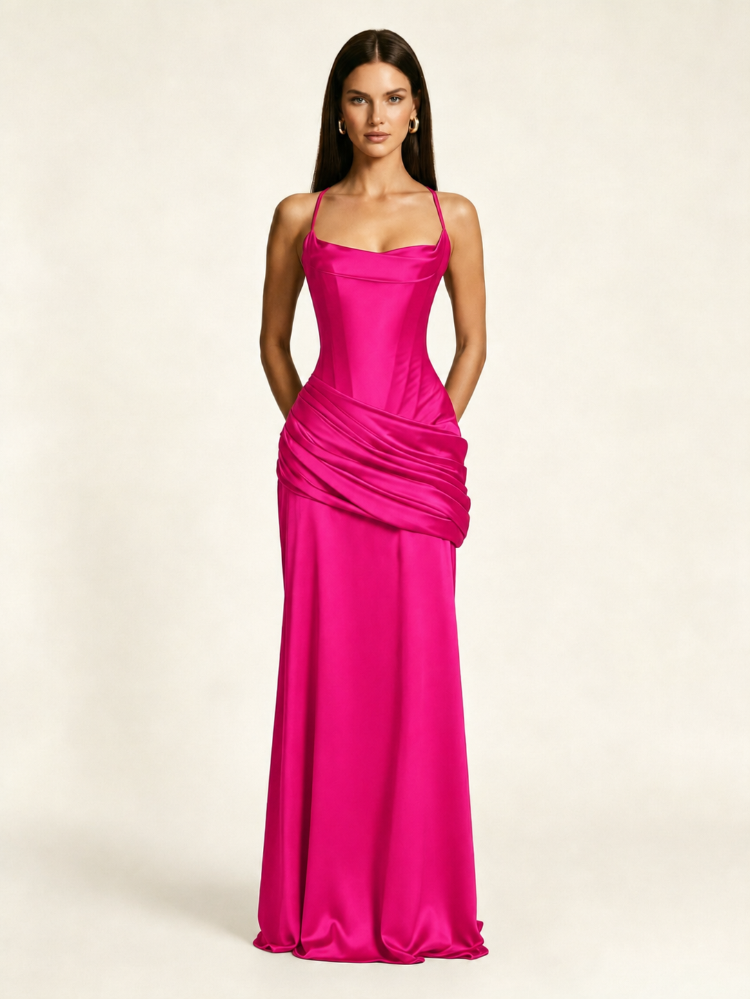 Corset Lace-up Back Draped Mermaid Formal Dress