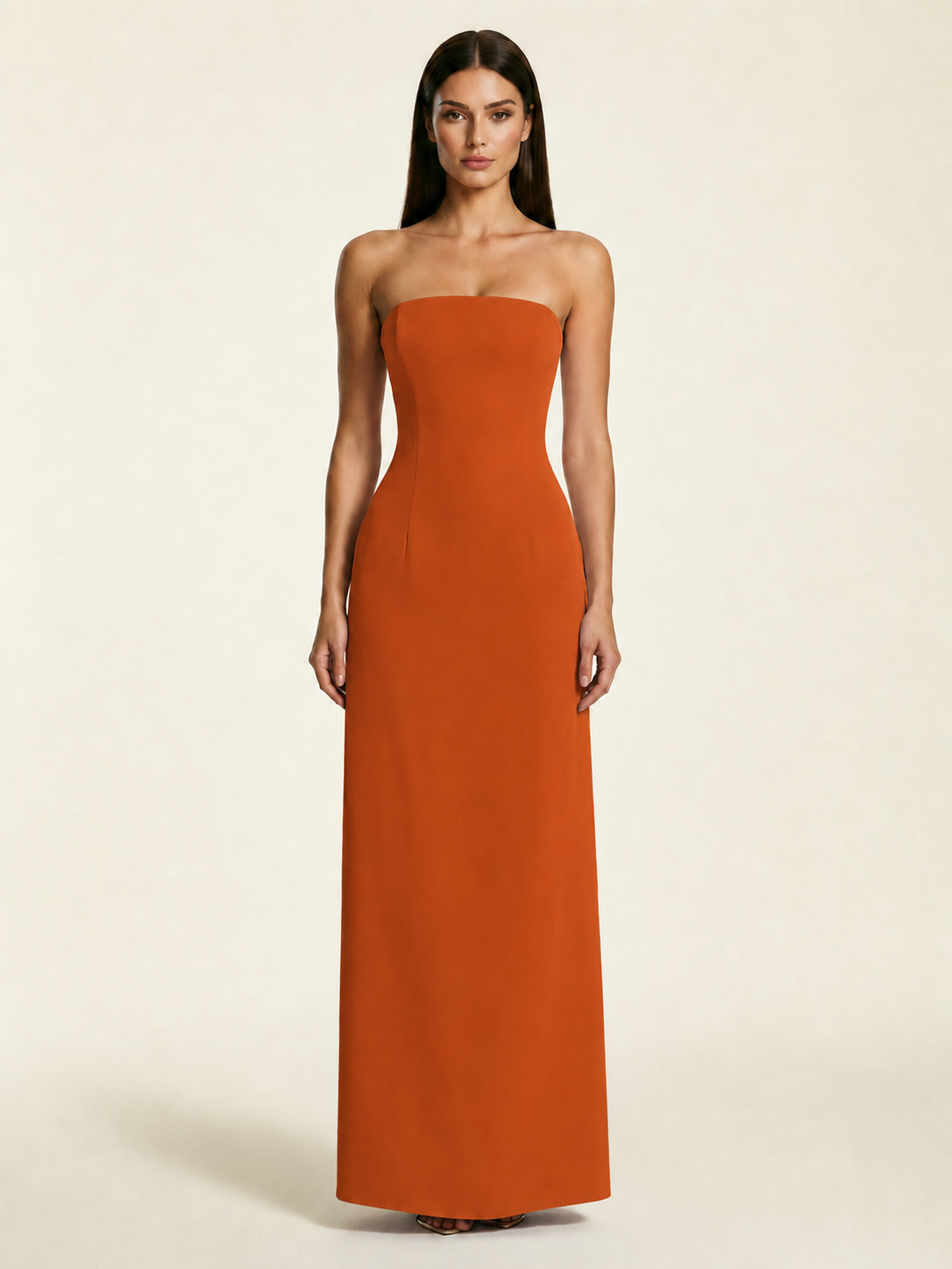 Strapless Lace-Up Back Floor-Length Formal Dress