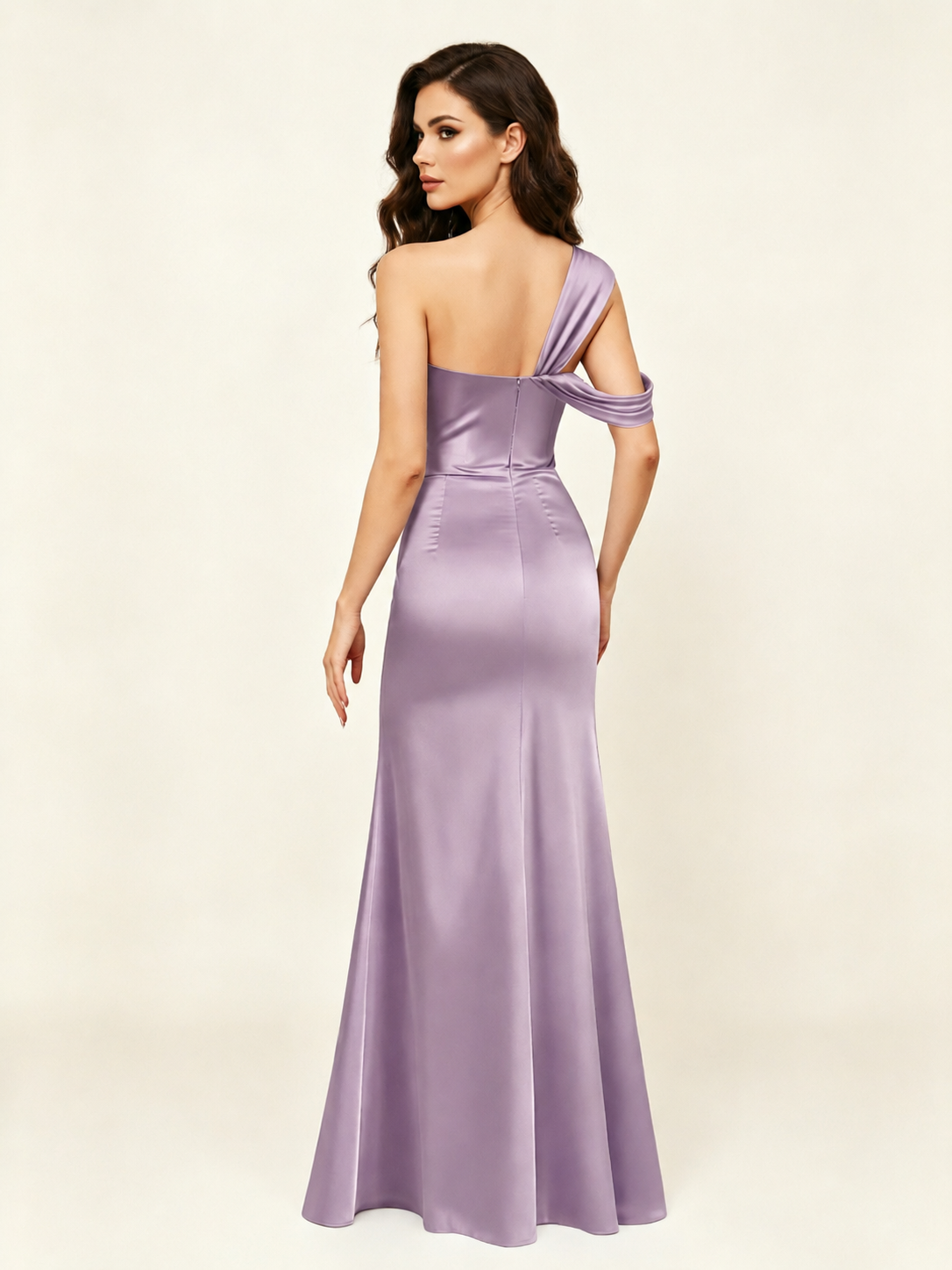 Satin One Shoulder Mermaid Bridesmaid Dress