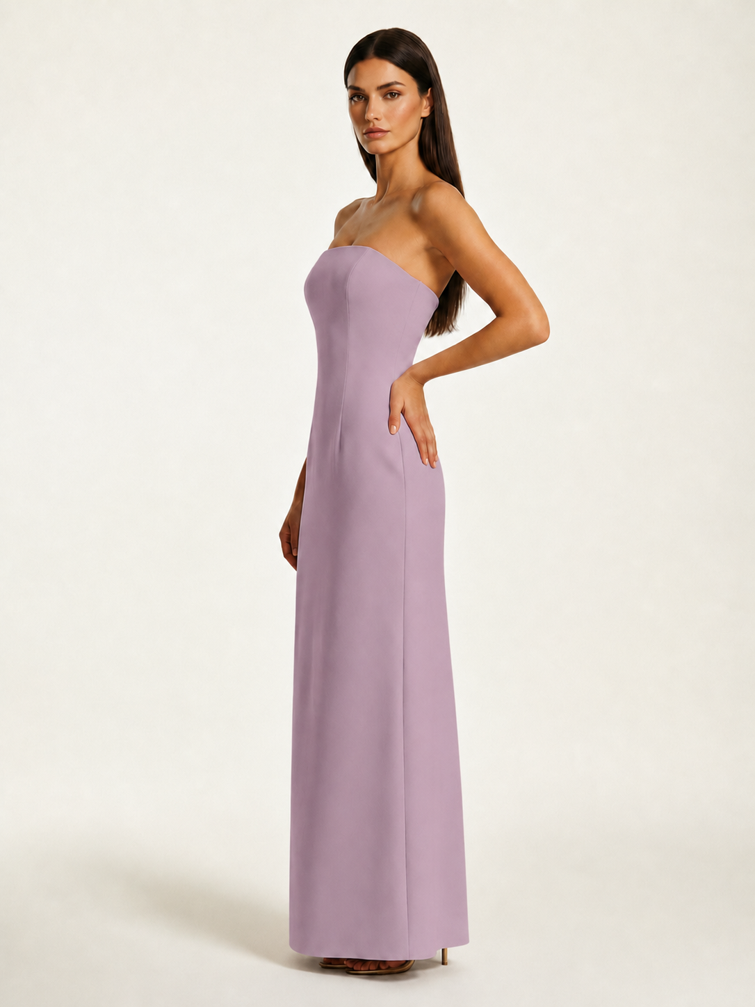 Strapless Lace-Up Back Floor-Length Formal Dress